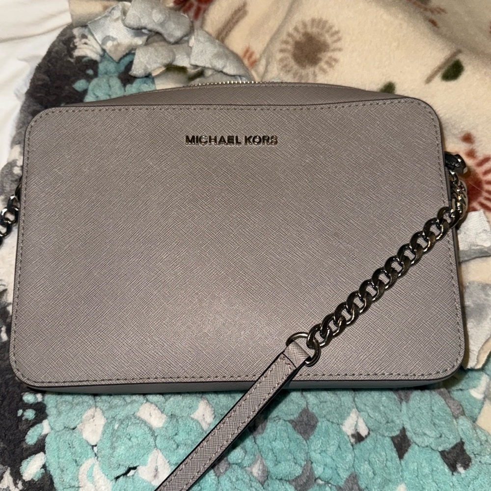 Michael Kors Grey Crossbody Bag with Chain Strap